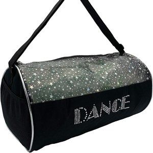 Dance Duffel Bag Black and Clear with Silver (15")